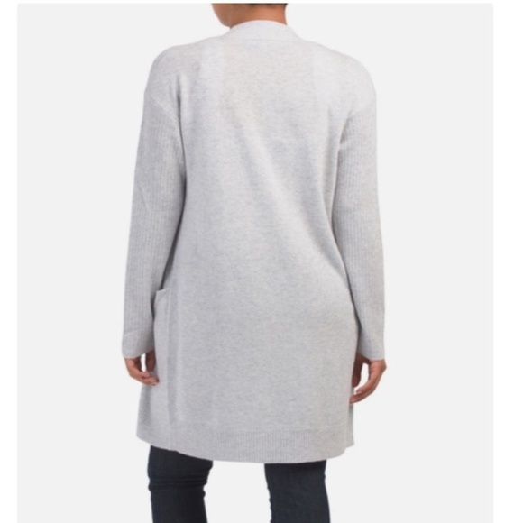 Theory Rib Sleeve Long Cashmere Cardigan Sweater - Picture 2 of 8